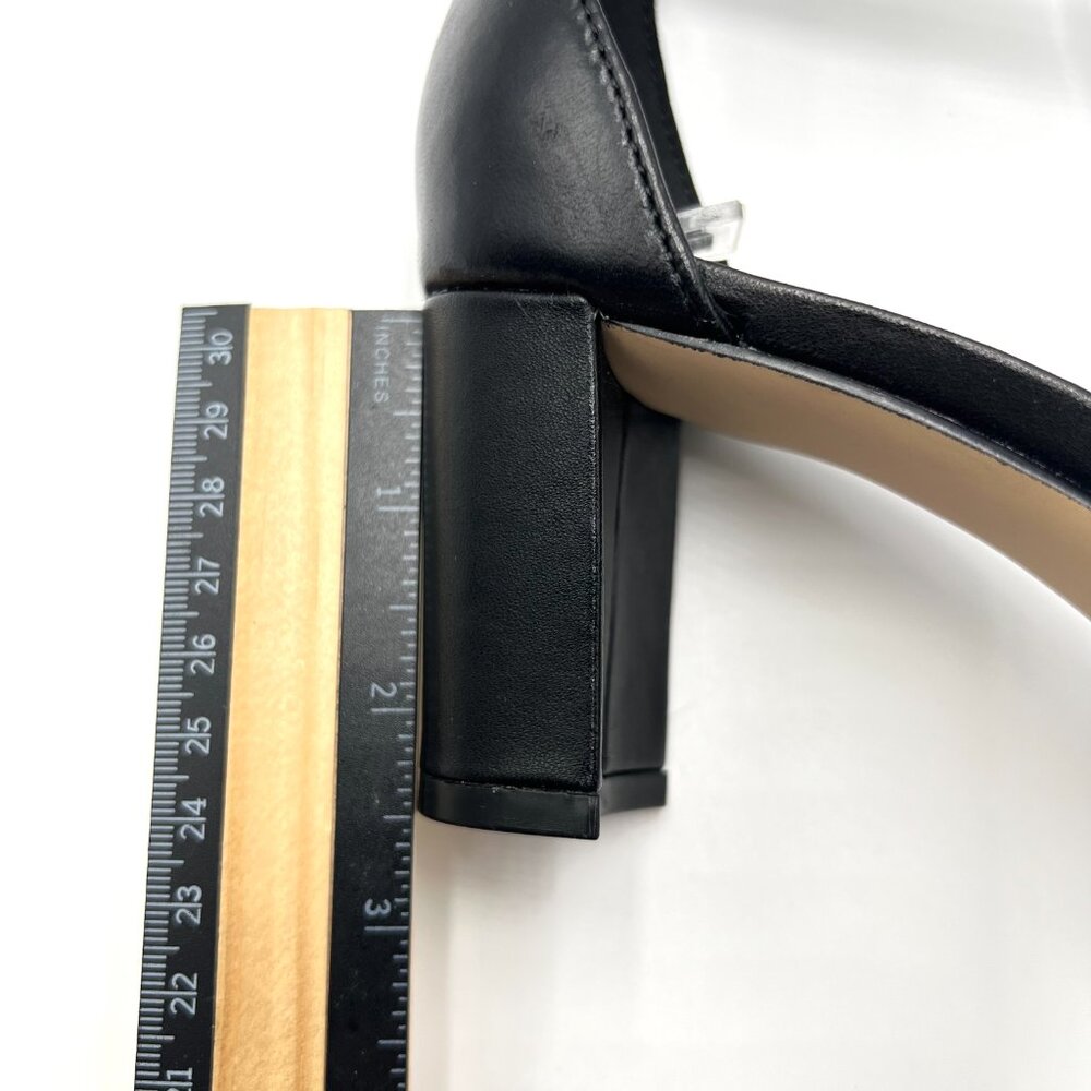 Nine West Womens 6.5 Pruce Black Leather Classic Block Heel Sandals Heels‎ Shoes - Picture 13 of 15